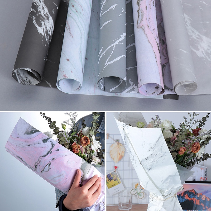 10 PCS/Roll Marmer Patroon Inpakpapier DIY Scrapbook Decoratieve Ambachten Bloem Maken Boeket Inpakpapier