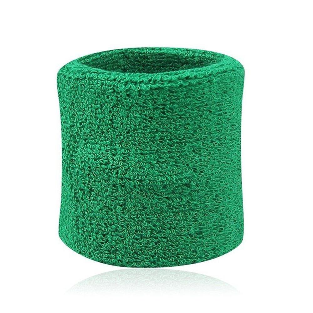 1Pair Fibra di Cotone Morbido Fasce di Polso Sweatbands Sport Supporto per polso Brace Wrap Sudore Wristband Tennis Squash Badminton Gym: green