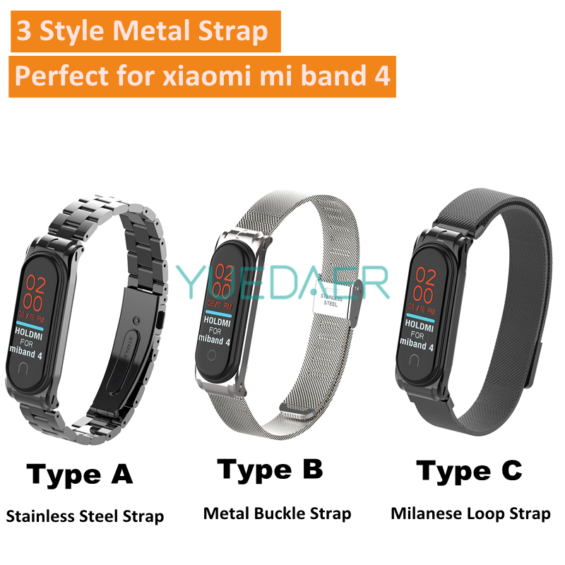 YUEDAER mi Band 4 correa de Metal para Xiaomi mi Band 4 correa de acero inoxidable mi Band 4 correas de muñeca mi lanese Loop mi Band4