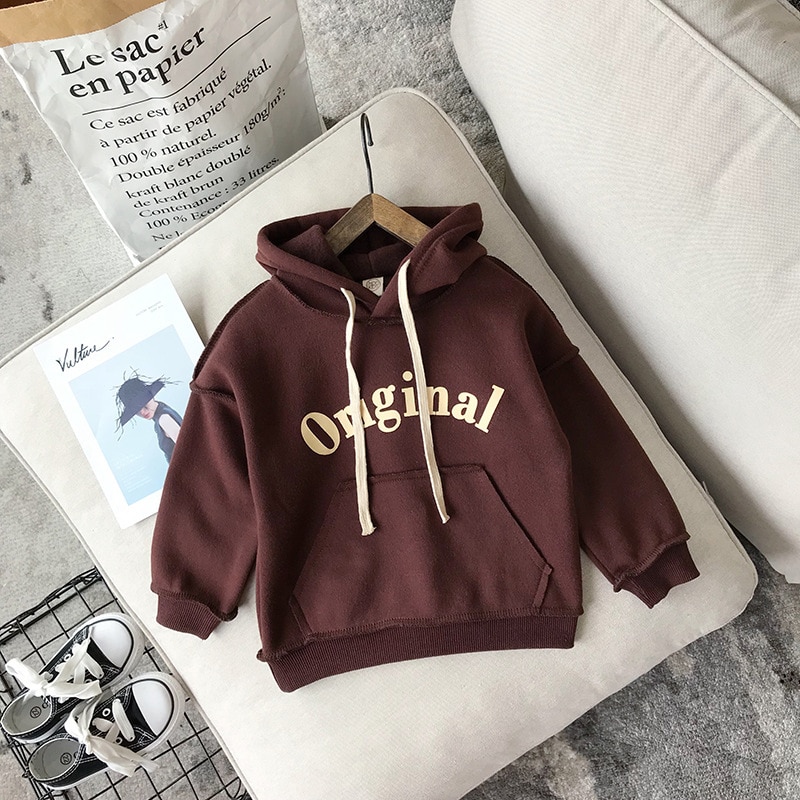 Jongens- en meisjeskleding tops shirts hoody winterkleding capuchontrui sweatshirt katoen casual lange mouwen kleding: Bruin / 7t