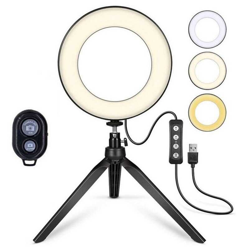 LED Ring Fill Light with Bluetooth Remote Control Dimmable Universal 16cm Live Selfie Flash Stand