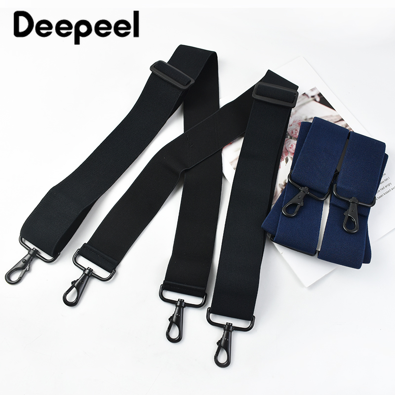 Deepeel 5*120cm herrhängslen för vuxna, 4 klämmor, krokspänne, breda stretchremmar, manliga jockstrap-hängslen, mäns kjol, jeanstillbehör