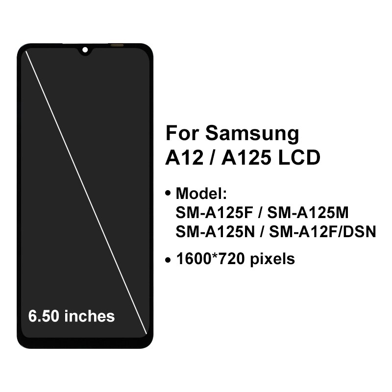 6.5 "Voor Samsung Galaxy A12 Display A125F A125 Lcd Touch Screen Digitizer Voor A125 Lcd A125H A125F/Ds display Vervangende Onderdelen