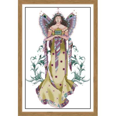 Kreuz Stich Schöne Mädchen Muster Blumen Elf Schmetterling Engel Kreuz Stich Kit 14CT Druck Stickerei DIY Manuelle Hand: Gelb / 14CT Printed