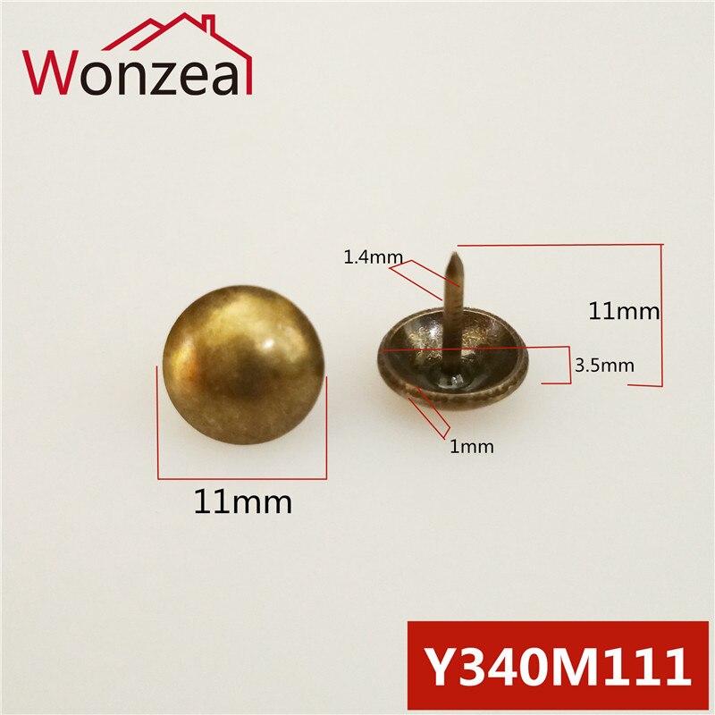 100pcs Small Antique Brass Bronze Upholstery Nail Jewelry Wine Case Box Sofa Decorative Tack Stud Pushpin Doornail Hardware: 11x11mm