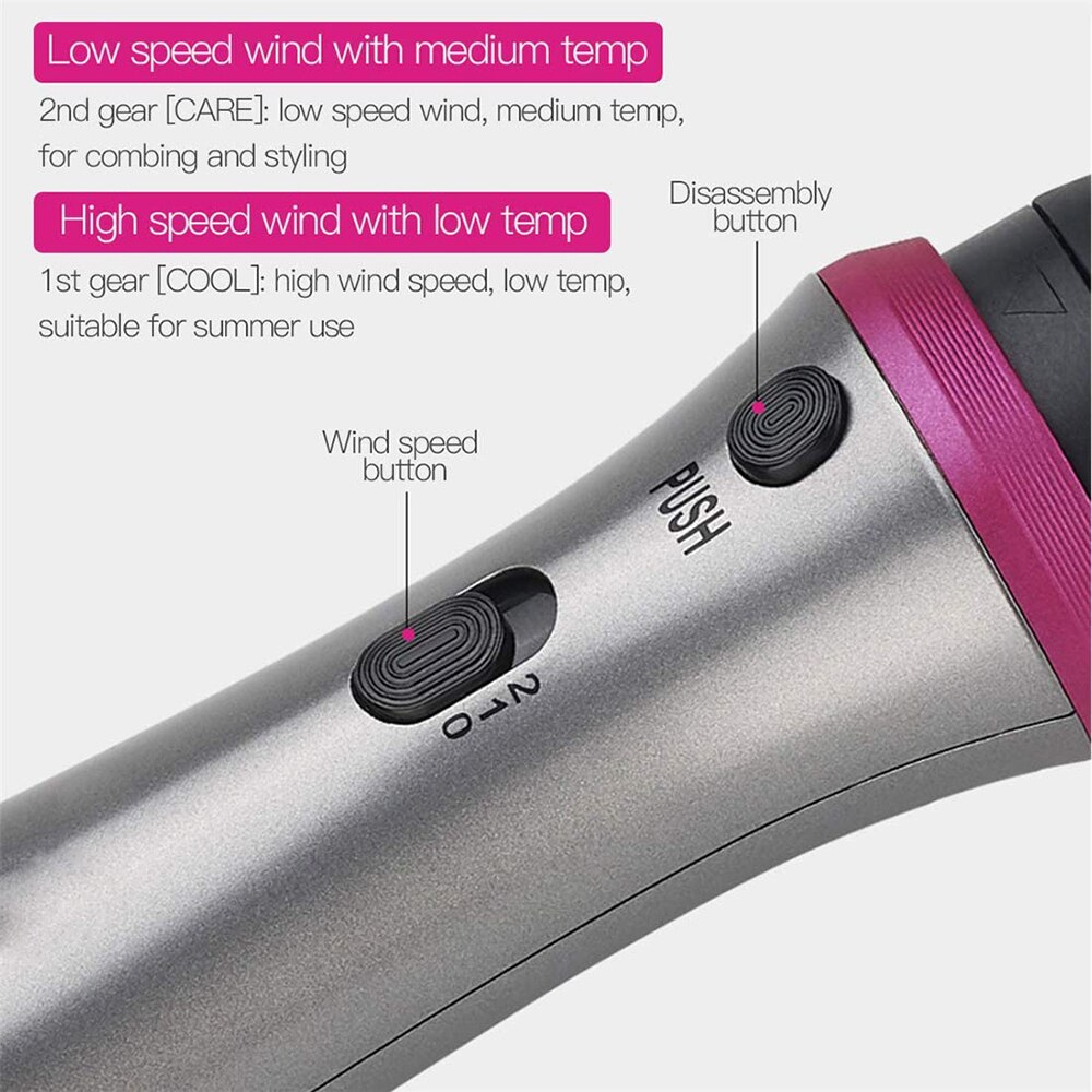 5 In 1 Air Brush Hair Dryer & Volumizer Styler Negative Ionic Electric Hair Dryer & Curler With Detachable Brush Heads