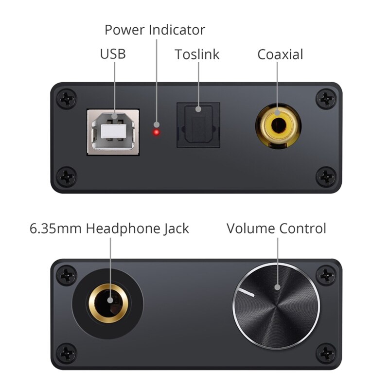 Adaptador convertidor de Audio USB DAC con amplificador de auriculares USB a Coaxial S/PDIF Digital a analógico, tarjeta de sonido de Audio de 6,35mm