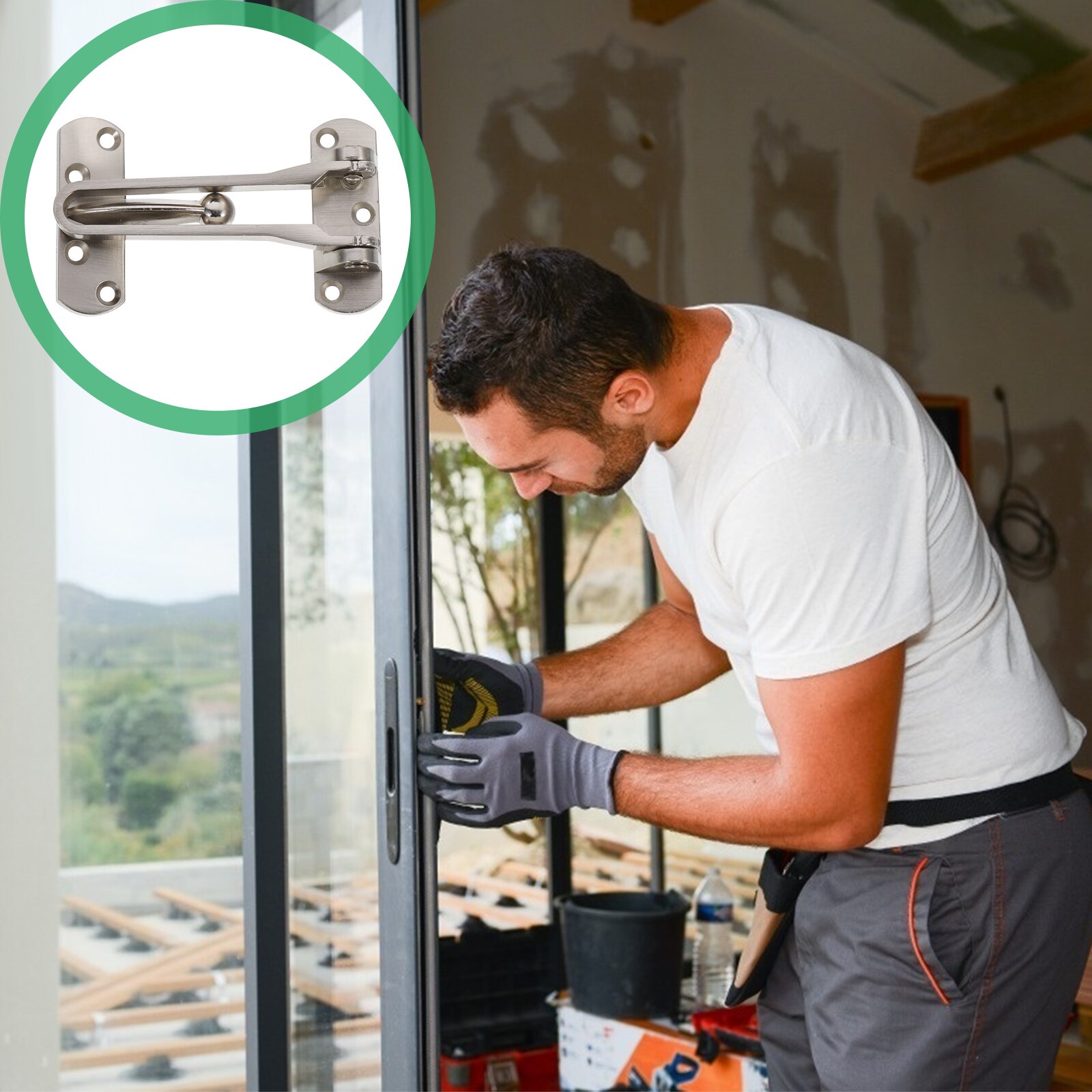 Swing Bar Door Lock Stylish Zinc Alloy Useful Hotel Reinforcement Lock Door Lock Home Lock Door Guard: Silver