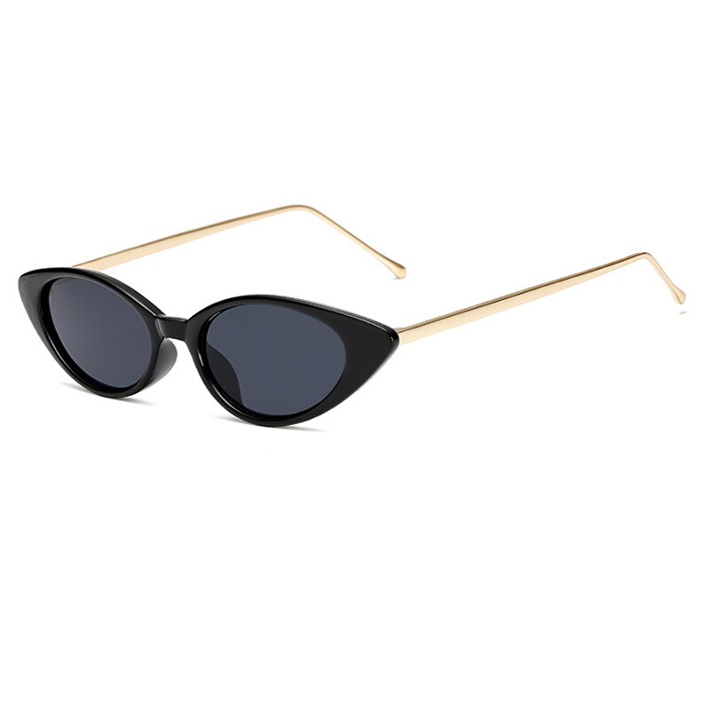 Ladies Cat Eye Sunglasses Women Brand Small Frame Sun Glasses for Female Trend Glasees UV400 O5: C1 Black-Grey