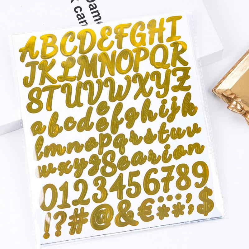 2 sheets Gold Self-Adhesive Vinyl Letters Numbers Alphabet Stickers Mailbox Numbers Sticker for Mailbox, Signs, Home, Window