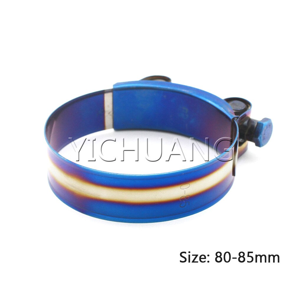 Universal Stainless Steel Hose Clamp Kit Adjustable Titanium Blue T Bolt Clamp 1 inch to 4.45 inch 26mm to 113mm: 80-85mm