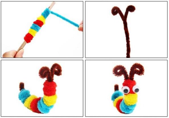 Plush Stick / Pompoms Rainbow Colors Shilly-Stick Educational DIY Toys Handmade Art Craft Creativity Devoloping Toys GYH