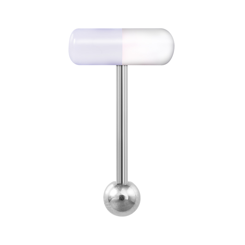 1/3PC Kleurrijke Capsule Tong Ringen Acryl Gemengde Kleur Chirurgisch Staal Tong Piercing Vrouwen Lichaam Sieraden: WHITE / Platinum Plated