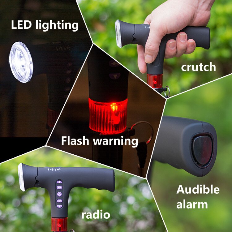 intelligent electronic walking stick walker aluminum alloy T straight handle with retractable light anti-icing cane