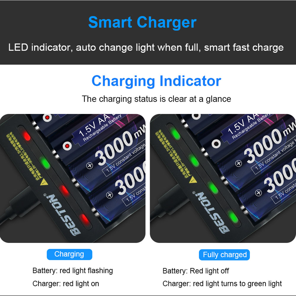 1,5 V AAA Lithium-Akku 1000 mWh AAA-Batterie 1,5 V AAA Li-Ionen-Akkus AAA 1,5 V wiederaufladbare Batterie