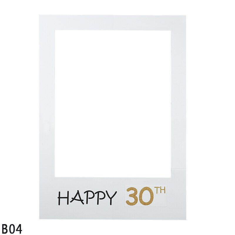 Fødselsdag fotoboks ramme 1 18 21 30 40 60 hvid fotoramme fotobooth rekvisitter børn voksen tillykke med fødselsdagsfest dekor rekvisitter ramme: B04
