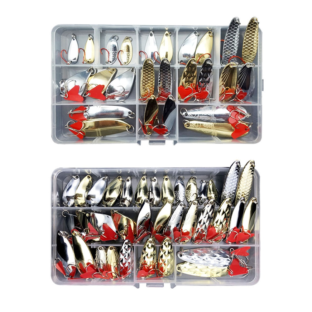 25/35pcs Metal Spoon Sequins Spinner Bait Wobbler Ocean Fishing Lure Iron Artificial Spinning Fishing Lures Crankbait Tackle