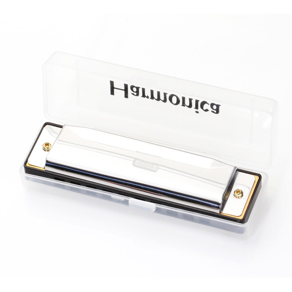 sale10-Hole Diatonic Harmonica Silver Blues Diatonic Harp Harmonicon 10 Holes Musical Instrument Alloy Harmonica Mouth Organ