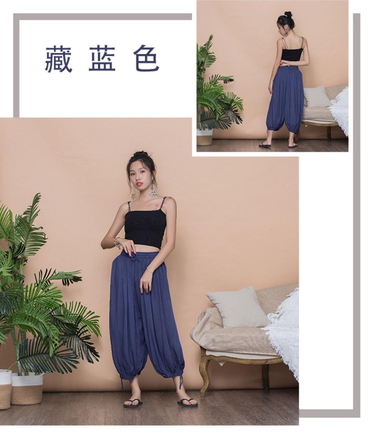 Pantalones de algodón para mujer, pantalón de pierna ancha, cómodo y fino, 8 colores, primavera y verano