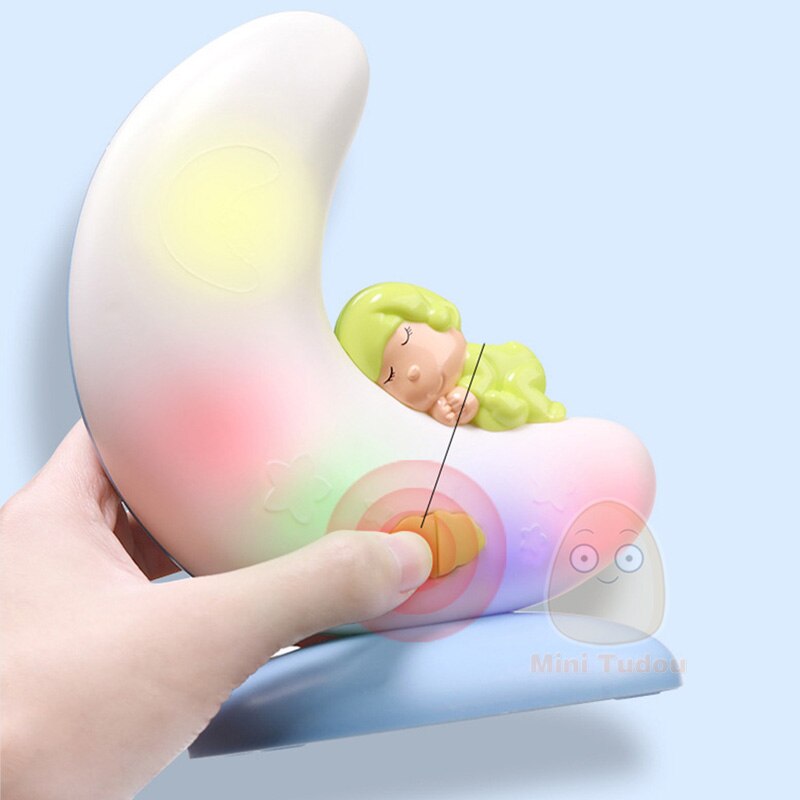 Baby-Musical Nachtlicht SchöNe LED Musik Mond Lampe Karikatur Kleinkind Bett Glocke Rassel FrüHenne Lernen Pädagogisches Spielzeug Für freundlicher
