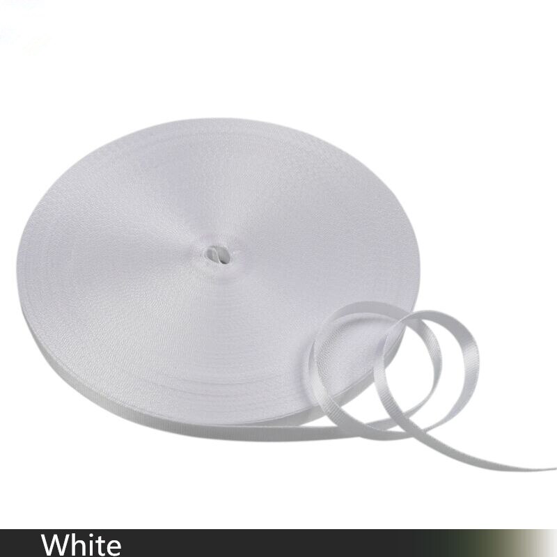 50Yards 3/8''(10mm) Colorful Strap Nylon Webbing plain weave Knapsack Strapping Sewing Bag Belt Accessories: White