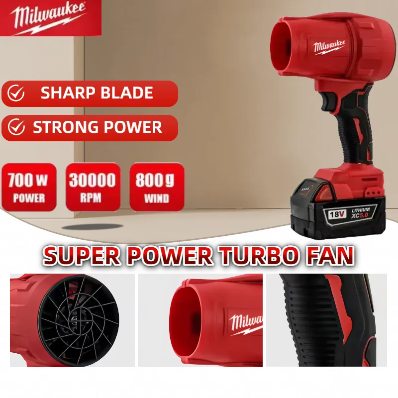 Milwaukee 30000RPM Cordless Turbo Fan Handheld Violent Fan Brushless Air Blower Dryer 20V Rechargeable Dust Blowing Tool