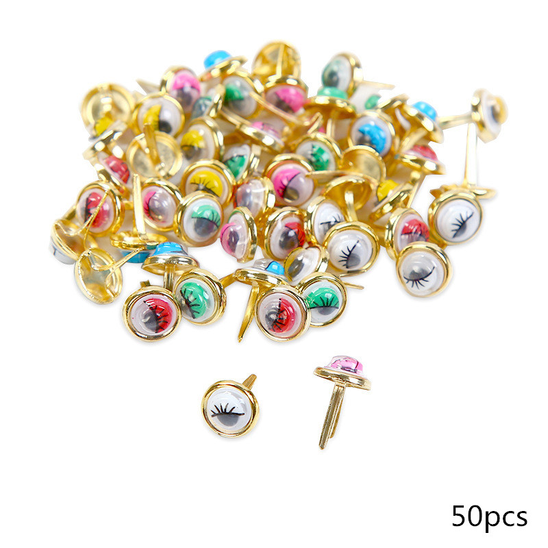 Clous de deux pieds en métal 50/100 pièces | Pointes de strass, matériel artisanal pour enfants, accessoires Scrapbooking, attache de décoration pour Brads: Eye nails 50pcs
