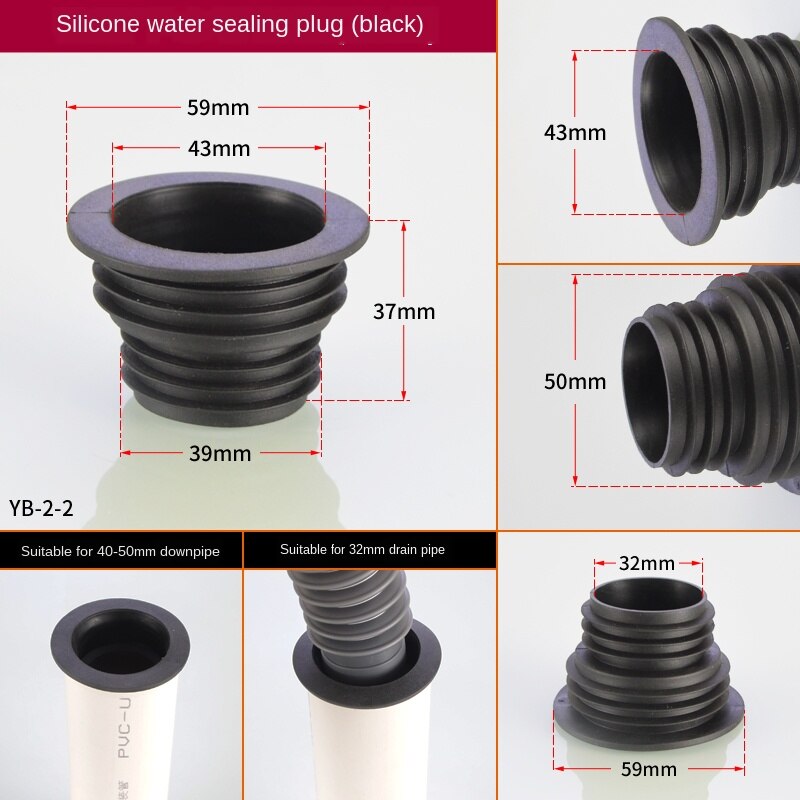 Schlecht waschbecken waschbecken rohr Deodorant Abdichtung Ring dekorative abdeckung 40/50/75 silikon stecker Anti-rückkehr wasser und insekten: 40-50 Schwarz Siegel