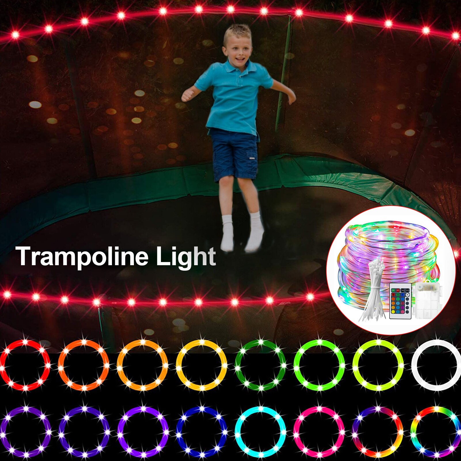 Trampoline Licht Afstandsbediening Trampoline Velg Led Licht 16 Kleurverandering Waterdichte Night Led Lamp Voor 12Ft 10Ft Trampoline