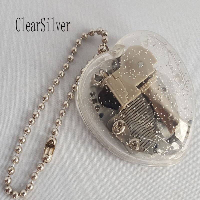 Mini caja Musical creativa en forma de corazón de acrílico caja Musical llavero para chico chica la música del cielo