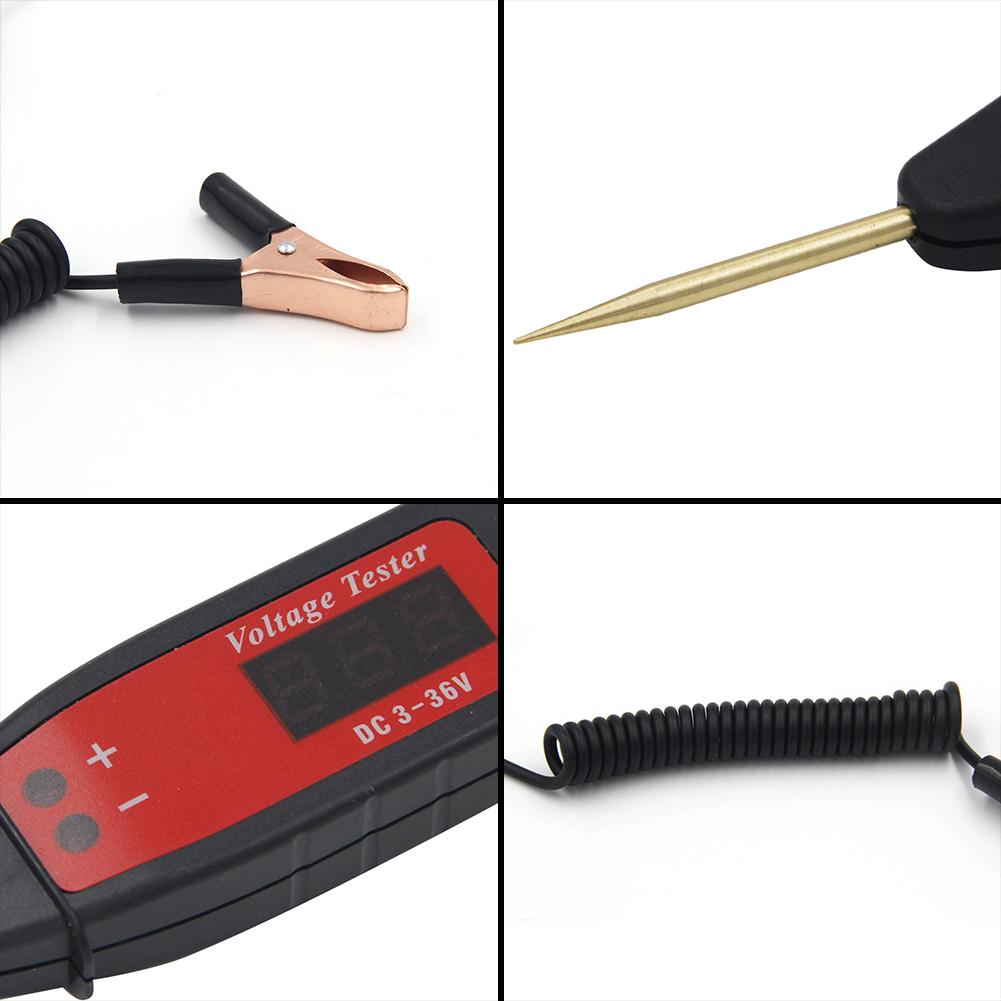 Car Digital LCD Circuit Tester Digital Display Car Voltage Detection Pen Automobile Maintenance Voltage Test Pen DC5-36V