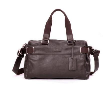 Bolso de hombro de gran capacidad para hombre, bolsa de viaje de cuero PU, bandolera para adolescentes, de negocios: Coffee