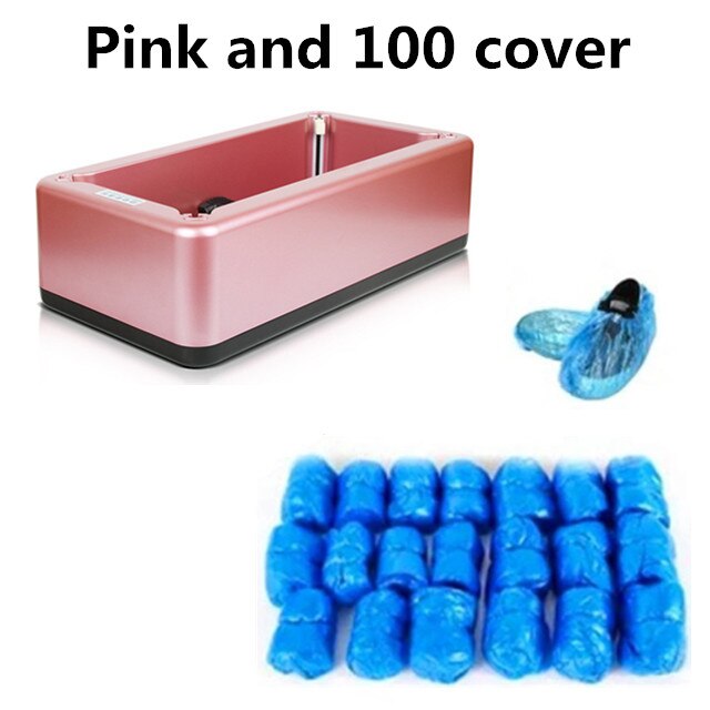 Automatic Shoes Cover Dispenser Household Stepping Disposable Booties Maker Anti Droplet Dust Machine Shoe Cover For Home Office: Pink and 100 cover