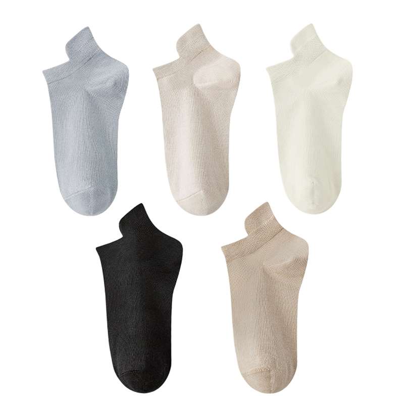 10pieces=5 Pairs Women Socks Casual Breathable Ankle Sock Summer Low Cut Cotton Thin Short Elastic Sox calcetines: Burgundy