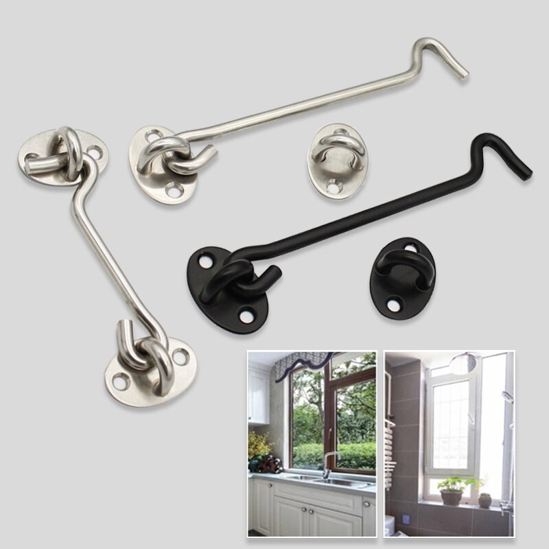Door Bolt Stainless Steel Window Sliding Door Latch Cabin Hook And Eye Latch Lock Shed Gate Door Catch Silent Holder