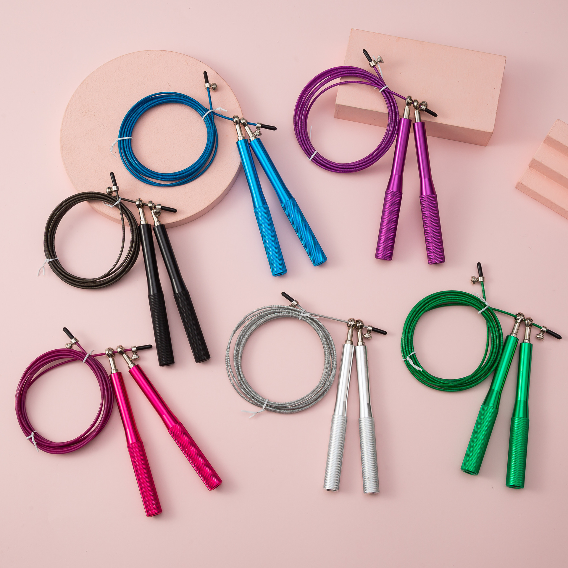 Cuerda para saltar de alambre de acero, equipo deportivo para fitness, rodamientos, cuerda para saltar, estudiantes de secundaria, entrenamiento de aleación de aluminio