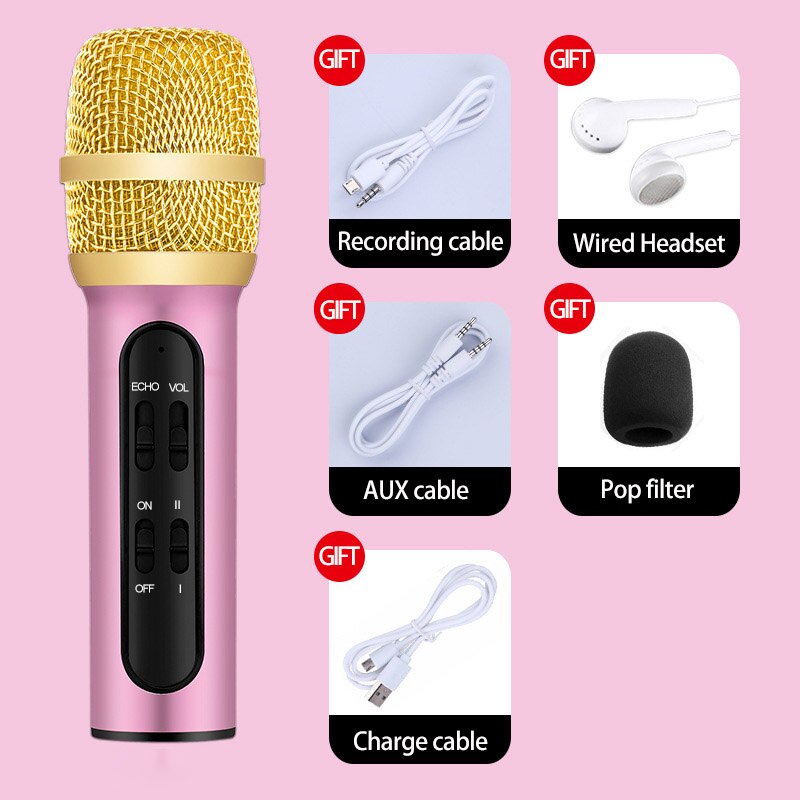 Leehur karaoke handhållen bärbar mikrofon sing recording live trådad mikrofon för dator iphone huawei xiaomi: Övrig