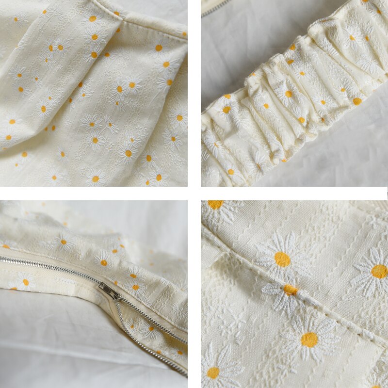 Casual blommig kvinnor axelväskor daisy ruched strap messenger bag harajuku bomull stor kapacitet toets dam stora plånböcker