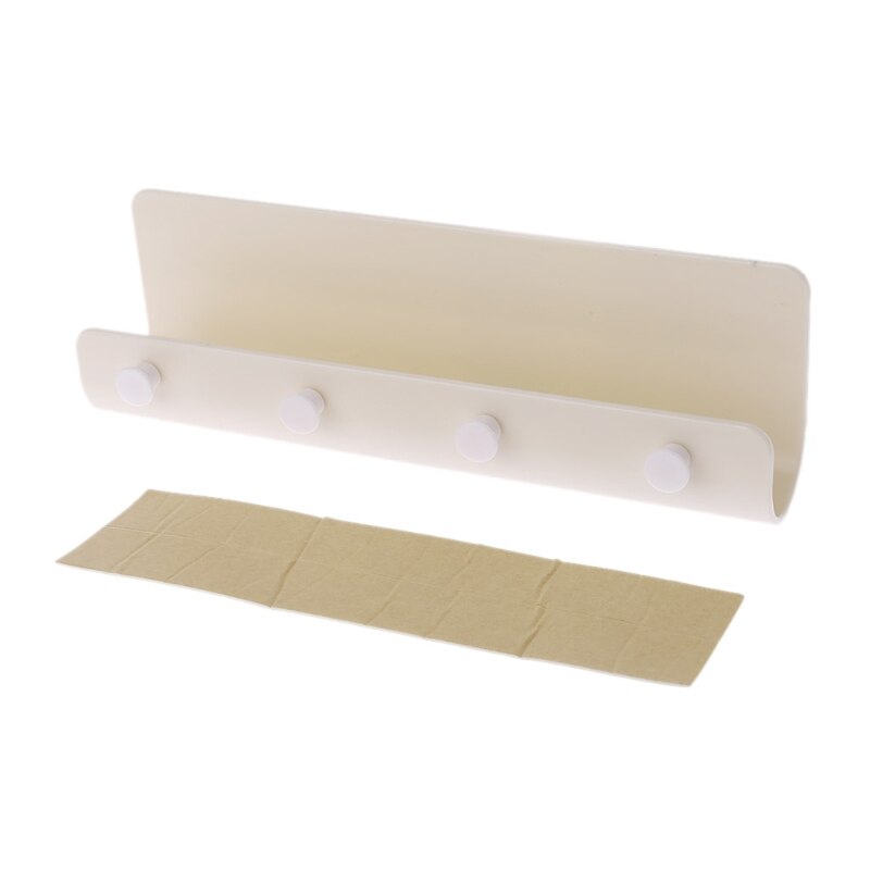 Key Towel Hanger Holder Storage Wall Mount Hook Rack DIY Organizer 4 Hooks Shelf: Beige