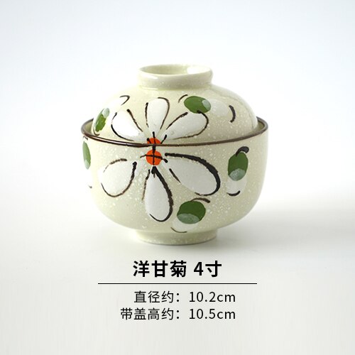 Japansk husholdning keramisk håndmalet kugle fuglerede kop med låg lille suppe risskål stuet gryde kop med dækning terrin: 4