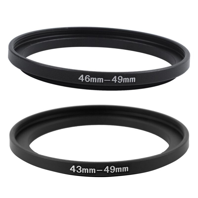 2Pcs 43Mm To 49Mm/46Mm To 49Mm Camera Filter Lens 46Mm-49Mm Step Up Ring Adapter: Default Title