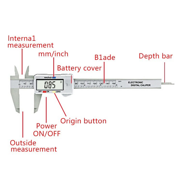 6 Tommer Lcd 150mm Digitale Calipre Elektronisk Ku Grandado