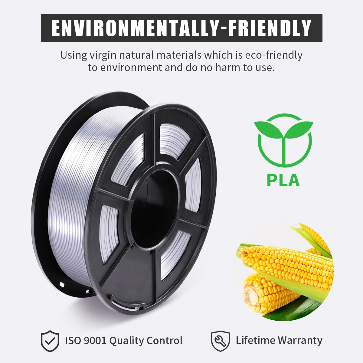 Snelle zijde pla filament 1kg 1.75mm tolerantie  +/-0.02mm zijde textuur hoge taaiheid printmateriaal voor fdm 3d printer