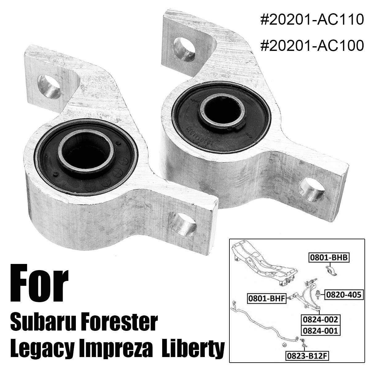 Front Lower Control Arms Bushing 2pcs/set for Subaru for Forester for Legacy for Impreza for Liberty 20201-AC100 20201-AC110
