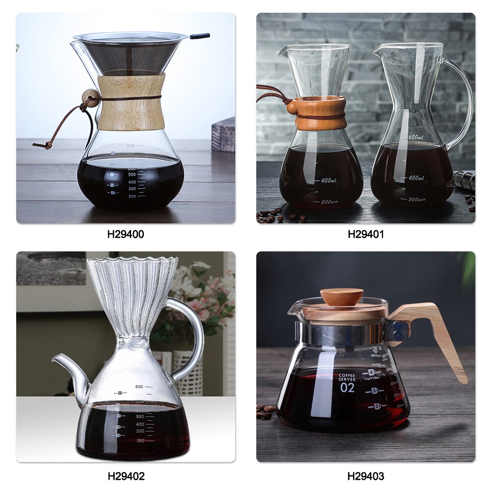 Coffee Pot Carafe Drip Clear Coffee Kettle Brewer Barista Percolator Pour Over Glass Range Coffee Server Safe Non-Toxic