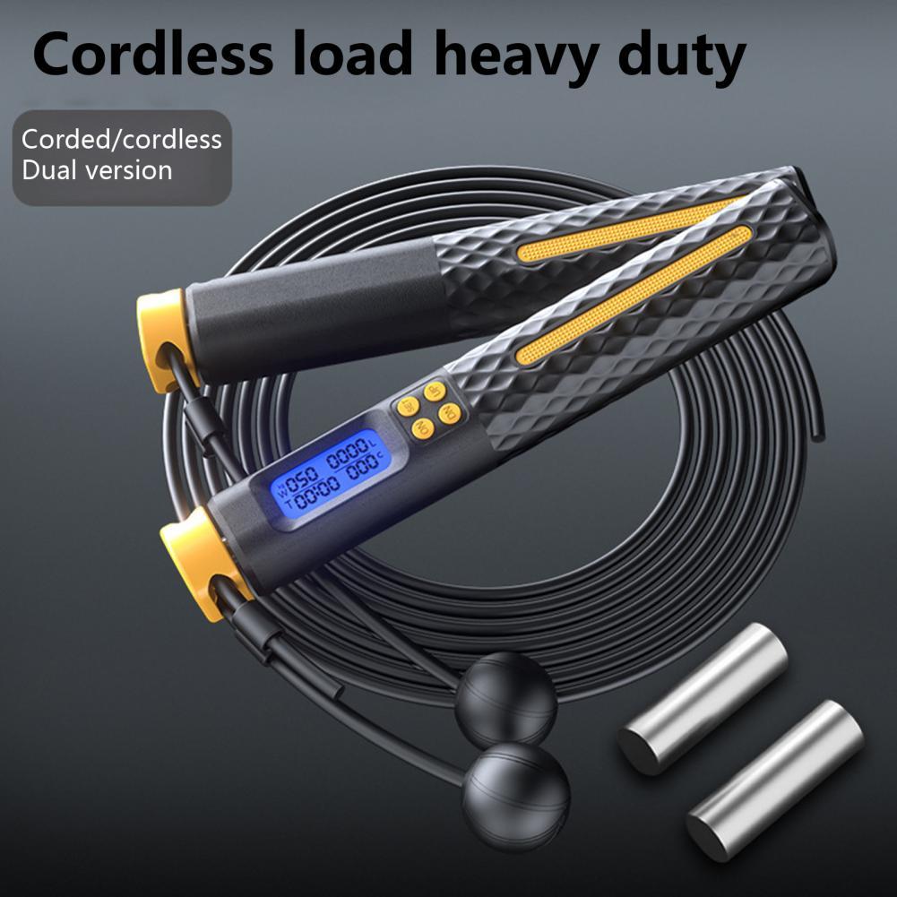 2 In 1 Adjustable Jump Rope Thickened Rope Weight Loss Cordless Smart Counting Single Skipping Rope for Outdoor