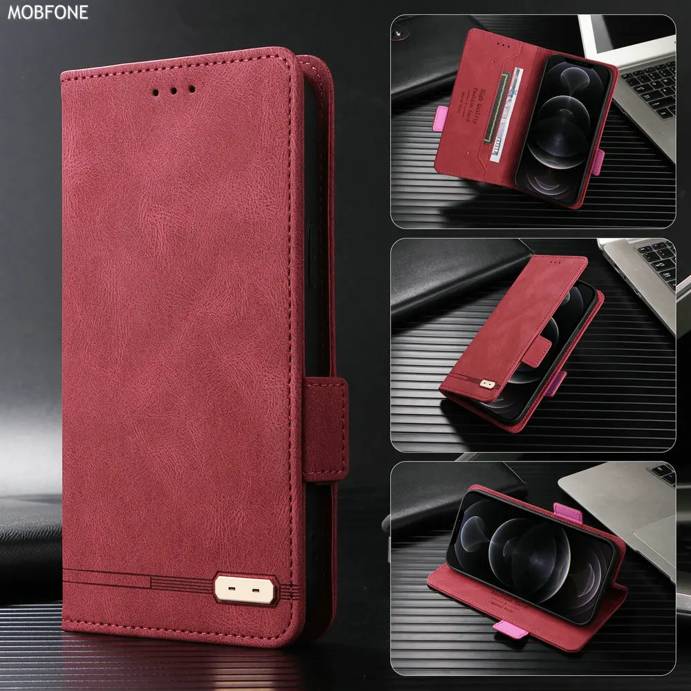 Realme GT 6 6T NEO 6 SE Flip Case Luxury Skin Texture Leather Wallet Book Full Cover For Realme GT6 GT6T Neo6 SE Phone Bags: PE / Red
