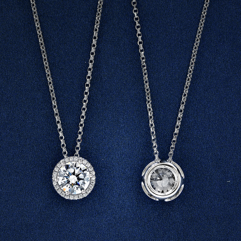 Oevas 100% 925 sterling silber halskette mit rundem anhänger aus hochwertigem diamanten für damen, funkelnder hochzeitsschmuck