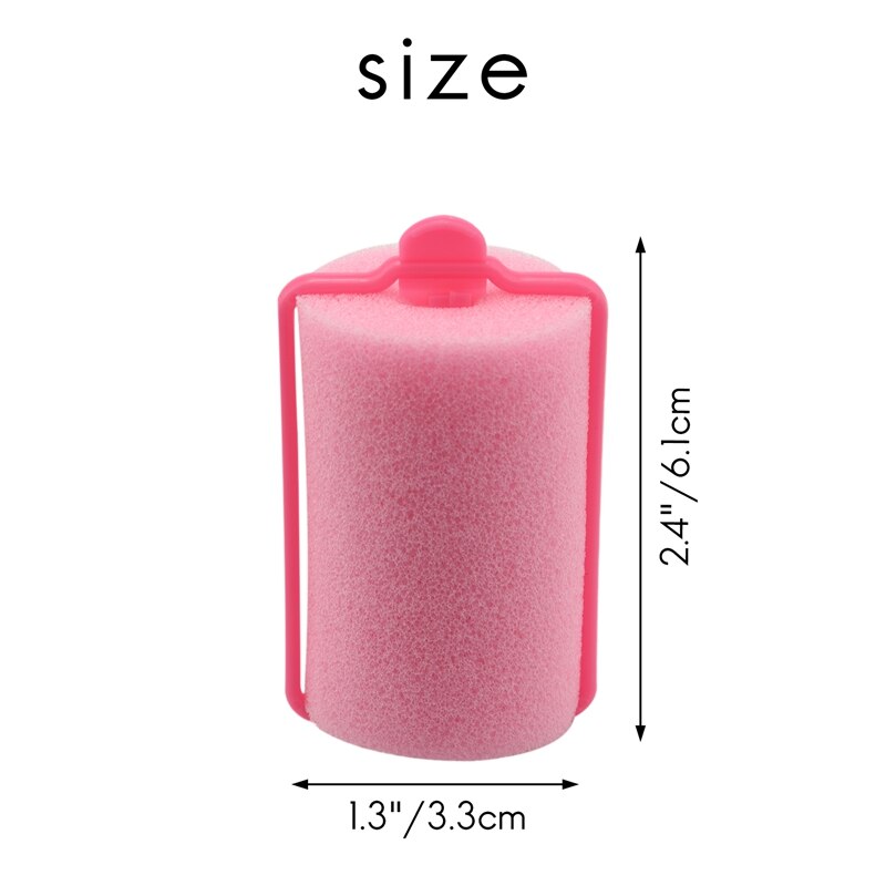 12 Stuks Donker Roze Haar Styling Soft Foam Sponge Rollers Krulspelden Kappers Gereedschap