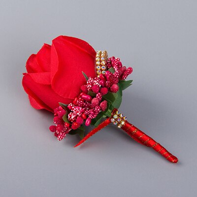 Corsage de mariage fait main avec des fleurs artificielles en soie, avec une broche pour homme, 1 pièce: Color 8